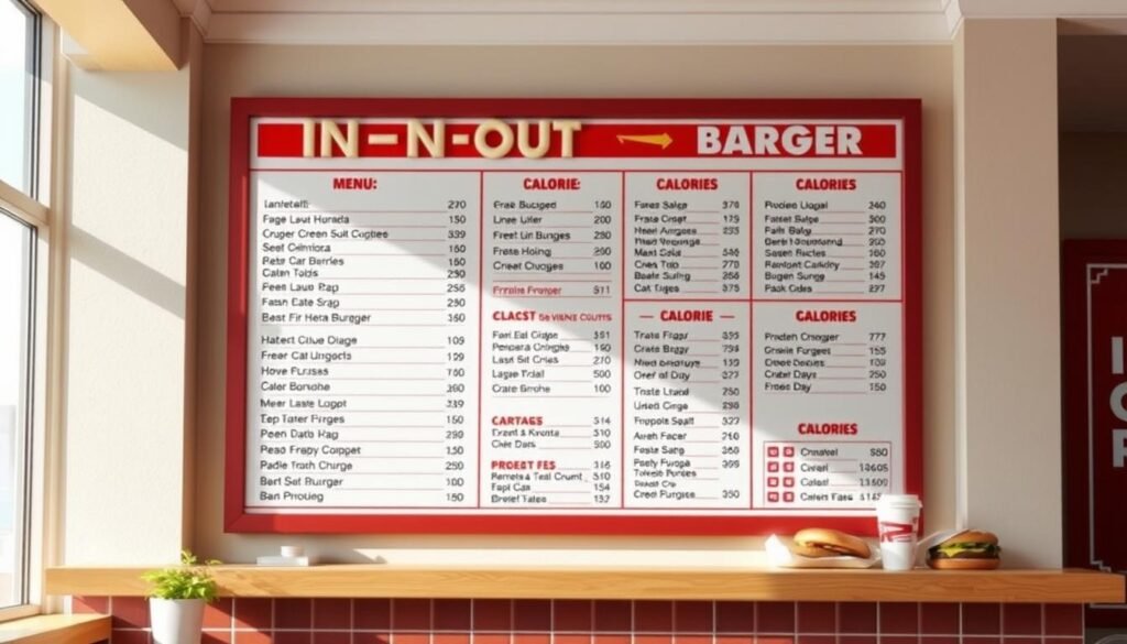 A detailed and stylized rendering of an In-N-Out Burger menu board, presented against a warm, inviting backdrop. The menu items are displayed with their corresponding calorie counts, presented in a clear and legible fashion. The lighting is soft and natural, highlighting the textured surfaces of the menu and creating a welcoming atmosphere. The composition is balanced, with the menu board occupying the central focal point, surrounded by a tasteful array of complementary design elements that enhance the overall visual appeal. The image conveys a sense of approachability and practicality, reflecting the informative and educational nature of the article's subject matter. A detailed and stylized rendering of an In-N-Out Burger menu board, presented against a warm, inviting backdrop. The menu items are displayed with their corresponding calorie counts, presented in a clear and legible fashion. The lighting is soft and natural, highlighting the textured surfaces of the menu and creating a welcoming atmosphere. The composition is balanced, with the menu board occupying the central focal point, surrounded by a tasteful array of complementary design elements that enhance the overall visual appeal. The image conveys a sense of approachability and practicality, reflecting the informative and educational nature of the article's subject matter.