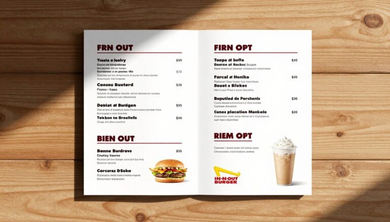 in n out burger menu
